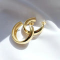Stainless Steel Jewelry Gold-Plated Hoop Small Ring Basic Thick Gold Earrings