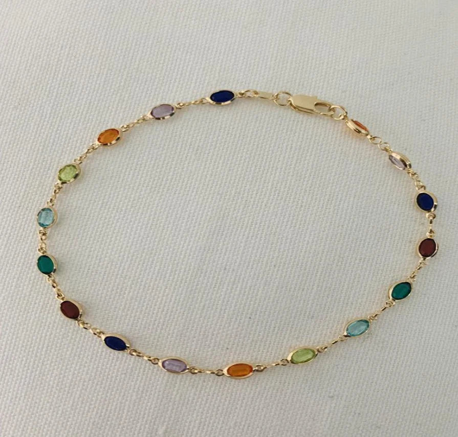 New Multi-Color Rainbow Crystal Anklet Dazzling Crystal Jewelry for Women