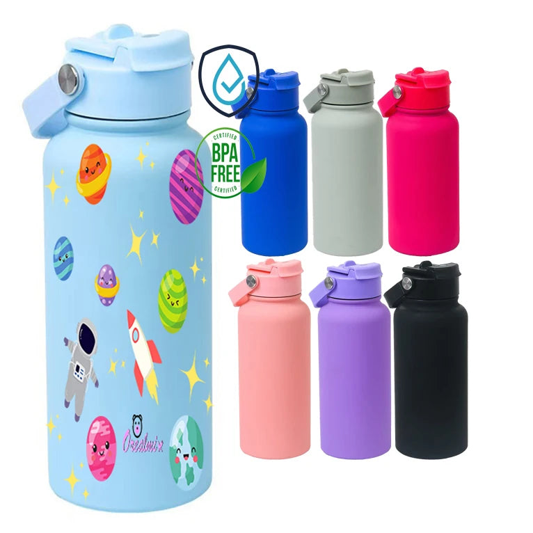 24OZ Water Bottle Insulated Vacuum 1000ML Stainless Steel Tumbler With Handle and Straw for Kids Back to School Custom Logo