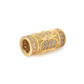 Flower Tube Spacer Bead Pave CZ Brass Real Gold Plated 8mm X16mm Large Hole Charms for Bracelet Jewelry