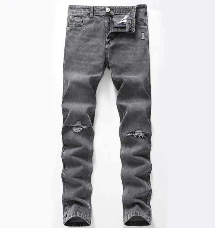 Wholesale Supplier Custom Logo Jeans Men's Ripped Denim Slim Baggy Stacked Trousers Skinny Jeans Pants for Men
