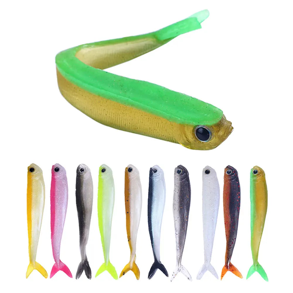 Wholesale SO161 8.5cm 2.6g 10pcs/bag Artificial Soft Plastic Baits Double Color Soft Fishing Lures