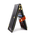 Large Capacity Handmade Custom RFID Polyester Lining Genuine Leather ID Credit Card Holder Wallet for Men Long Bifold Wallet