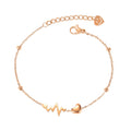 Delicate Stainless Steel Love Heart  Charm Bracelet Rose Gold Link Chain Heart Rhythm Bangles for Men and Women