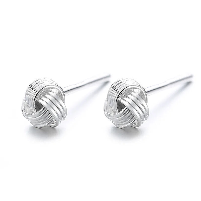 925 Sterling Silver 18K Gold Plated Trendy Knot Twisted Ball Stud Earrings for Women-Wedding & Anniversary Parties
