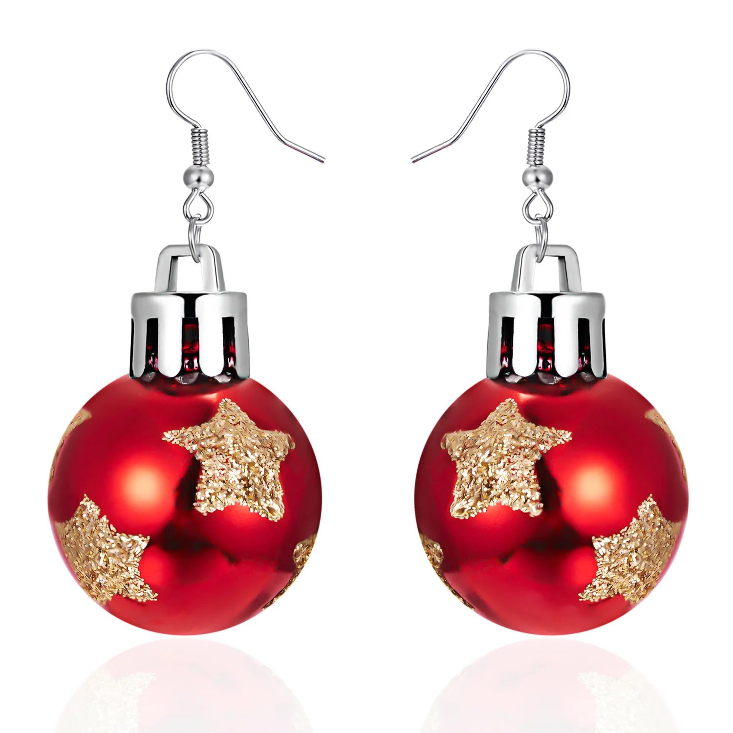 Rinhoo Fashion Christmas Sequins Snowflake Resin Star Lights Ball Ear Hooks Earrings Gifts Wholesale for Women