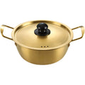 Korean Style  Paella Pan Gold Silver Noodle Pot Double Ear Soup Pot Ramen Cooking Pot Frying Pan