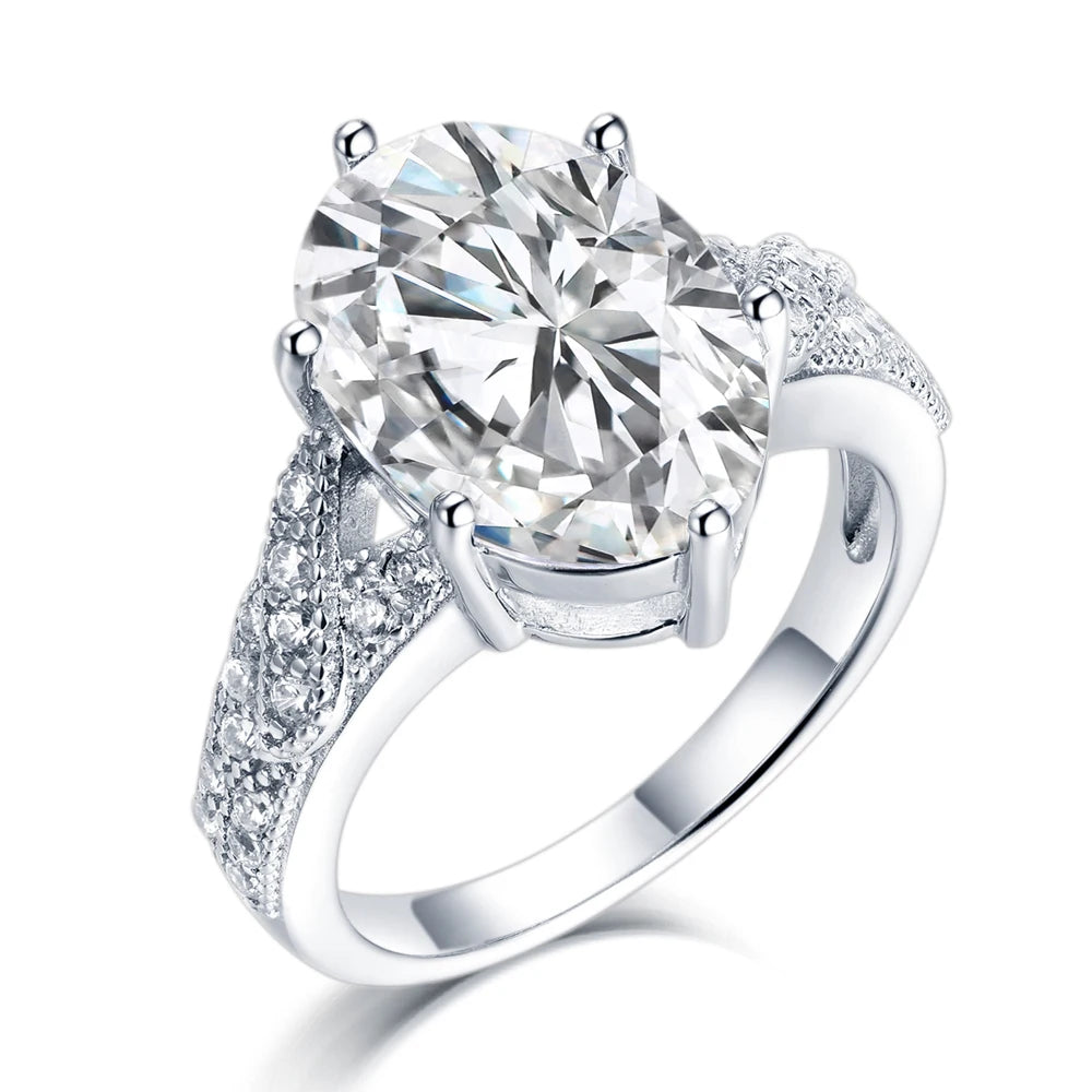 Tonglin New Designs Luxury S925 Sterling Silver Big Oval Cubic Zircon Engagement Bague Diamant Rings for Women