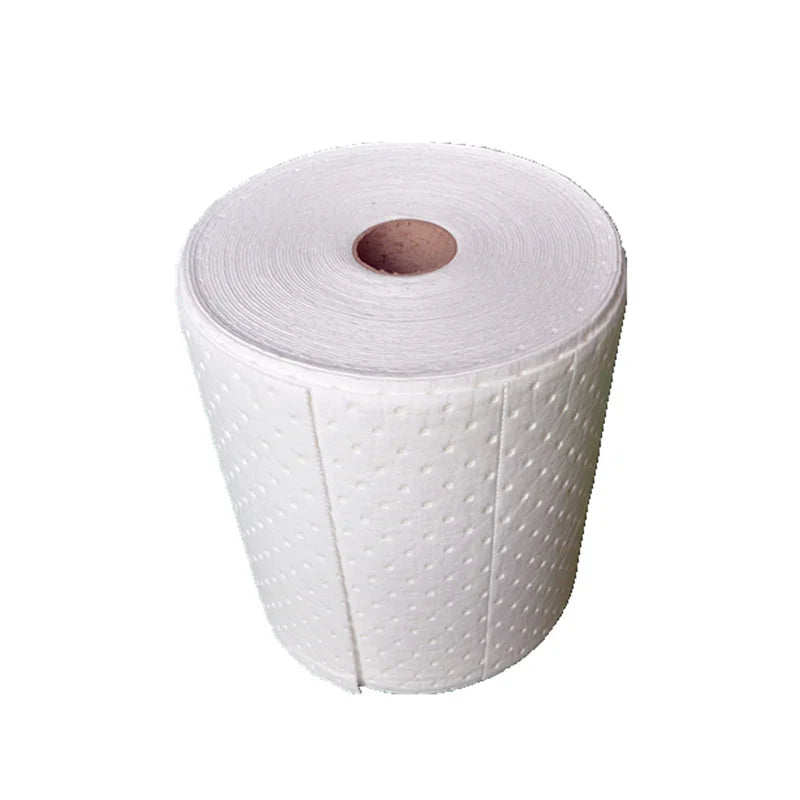 Oilspillpro White 100% Polypropylene Dimpled Mat Oil Only Absorbent Roll Environmental for Spill Control Model OOA-R0200 Made