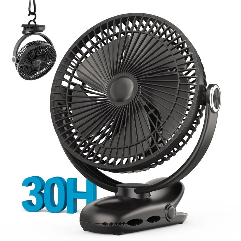 Wholesale 10000mAh Portable Clip Fan 8 Inch Rechargeable Battery Operated Fan 4 Speed Personal Quiet USB Fan for Outdoor Camping
