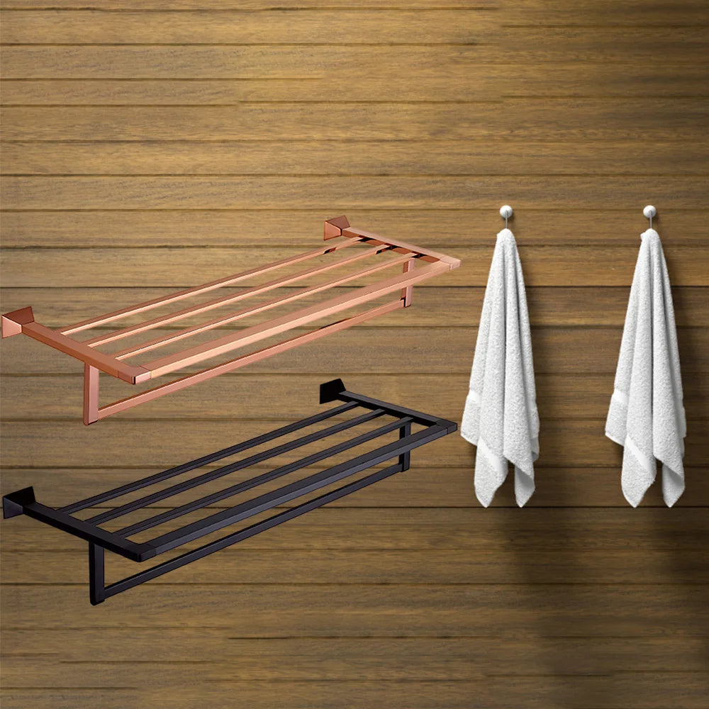 Durable Wall Mounted Grey Towel Rack Modern Design Bathroom Accessory with Brushed Metal Finish