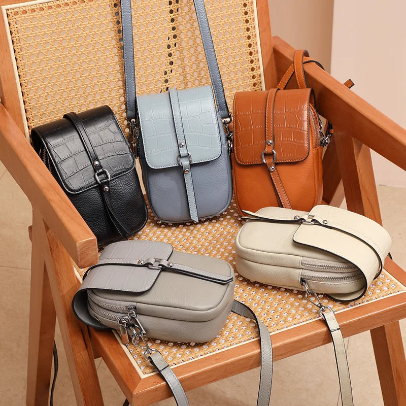 New Fashion Bolsa Feminina Cell Phone Shoulder Bag Soft Genuine Leather Mini Crossbody Bags Women Luxury Messenger Bags