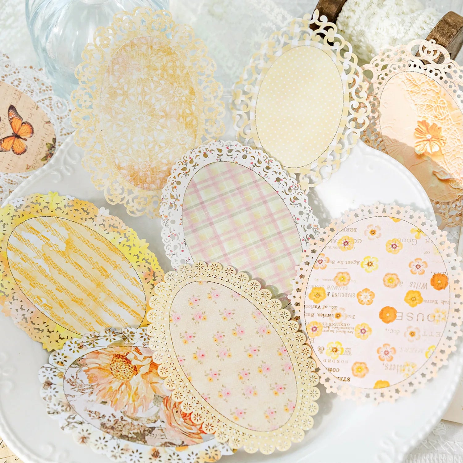 10 Sheets of Lace Paper Per Pack Lace Flower Dream Series Hollowed Out Handbook Decorative Bottoming