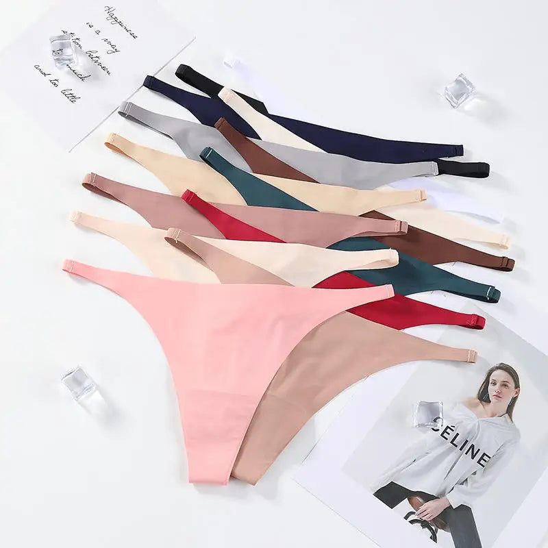 PQ05 Customized Brand Seamless Laser Cut Briefs Tanga Culotte Bragas Ice Silk Sexy G-string Underwear Women