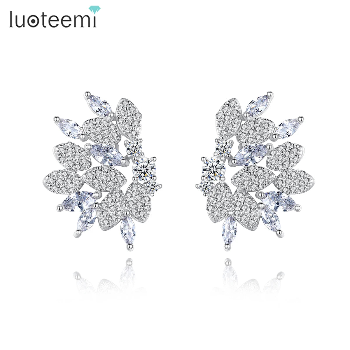 LUOTEEMI New Arrival Princess Elegant Earrings Charms Zircon Engagement Wedding Ear Rings for Women