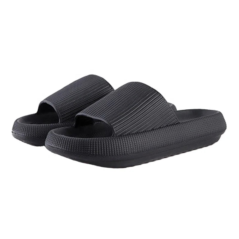 Unisex Black EVA Slides Lightweight Fashionable Soft Home Slippers with Anti-Slip Insole for Beach Outdoor Use Winter Position