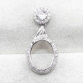 Sterling Silver 10*12mm Semi Mount Pendant Empty Frame Blank Support Setting S925 Base Holder Without Center Stone for DIY Inlay