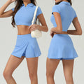 Custom LOGO GYM Fitness Slim Sport Wear Women Top Vest Elegant Girls Yoga Golf Skirt for Women Tennis Skirt Set