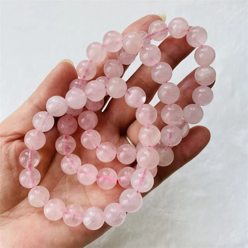 Wholesale Nature Pink Gemstone Bead Jewelry Accessories Rose Quartz Beads Bracelet