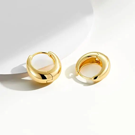 Fashion Jewelry Minimalist 18K Gold Plated Chunky Thick Circle Hoop Earrings for Women