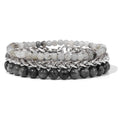 Hip Hop Style Titanium Steel Chain Men's Bracelet Set Trendy Natural Healing Crystal Quartz Stone Beads for Gift or Party