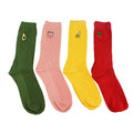 Customized Retro Long Crew Socks for Women Fruit Embroidery Colorful Jacquard Print Breathable Spandex Free Size Casual Style