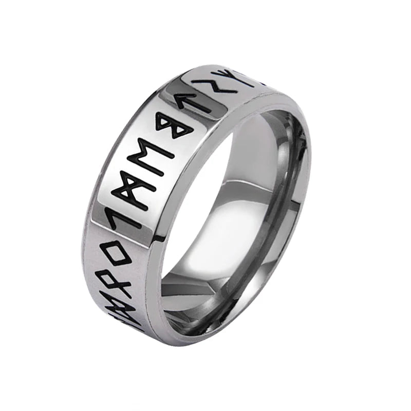 Classic Nordic Viking Titanium  Ring Jewelry Accessories Rune Symbol Odin Norse Viking Amulet RETRO  Punk Ring for Men Gifts