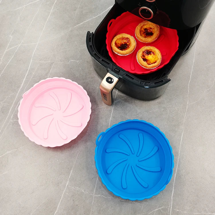 Reusable Food Grade Silicone Air Fryer Liners2 Pcs Non-stick Silicone Pot Baking Tray Basket Bowl Oven Air Fryer Accessories