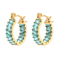 Jachon Colorful Shining Zircon Baguette Hoop Earring 18K Gold Plated Stainless Steel Earring Women