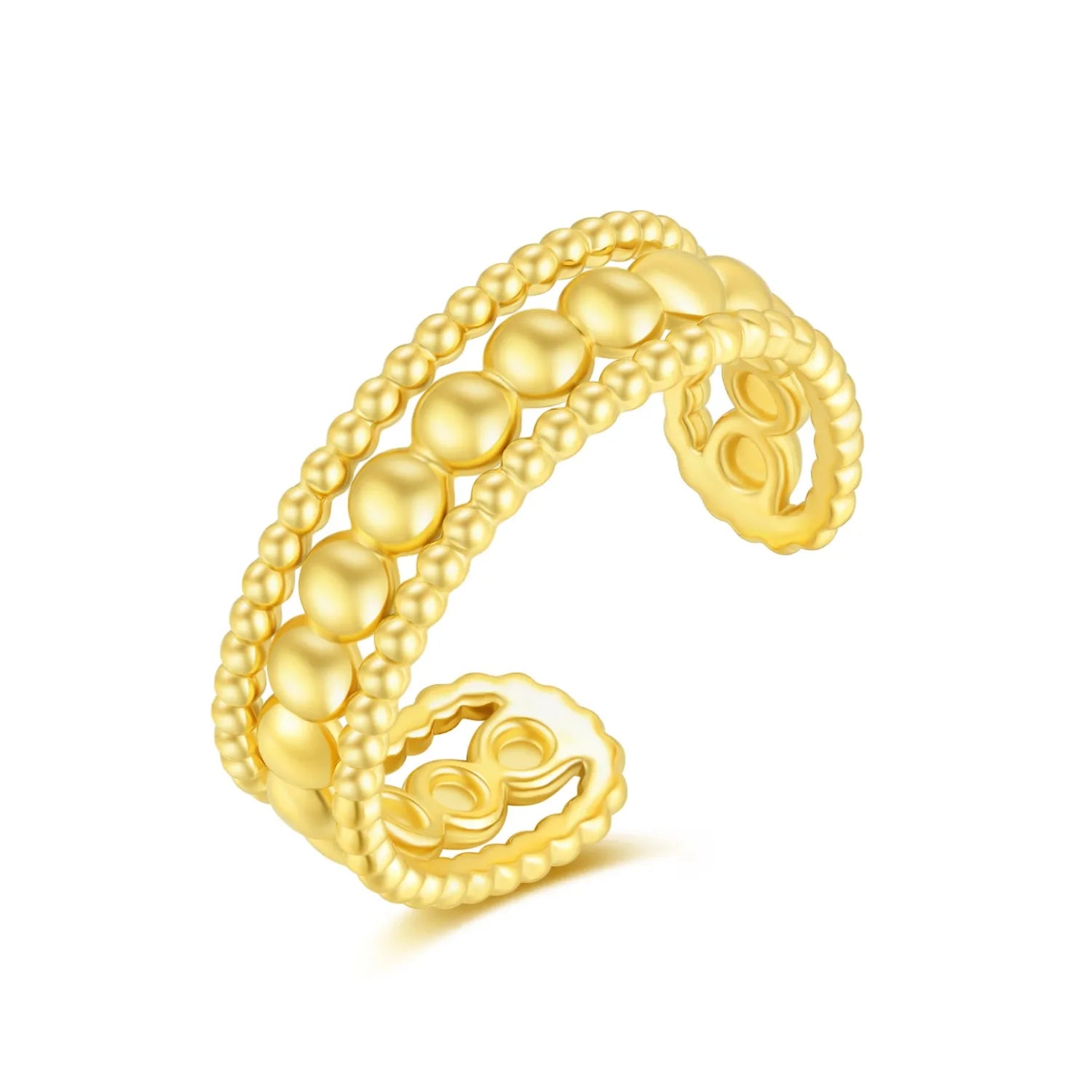Fashion Design 18K Gold Plated Stainless Steel Jewelry Open Adjustable Ring Geometric Leaf Shaped Finger Rings for Girls