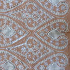 Brown Embroidered Nonwoven Cloth with Heart-Shaped Hollow Flowers for Women Bags & Home Textiles-Quick-Dry & Breathable