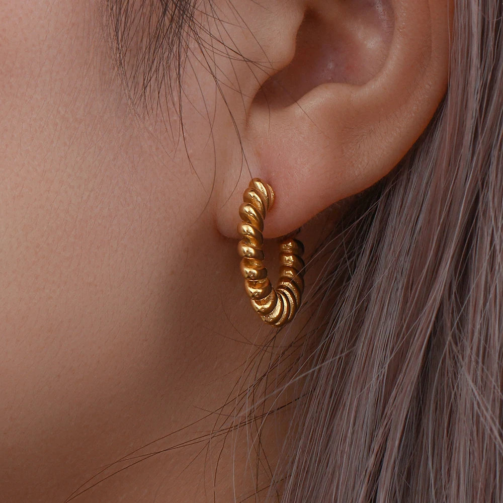 2025 New Design 18K Gold Plated Twist Earring for Women Stainless Steel Rope Advanced Ear Studs for Women