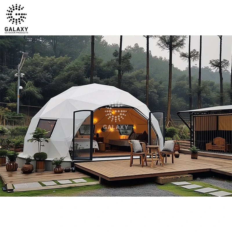 Camping Cover Geodesic Dome Tent for Glamping 100km/h Wind Resistance -30C +70C Temperature Range-GALAXY Brand