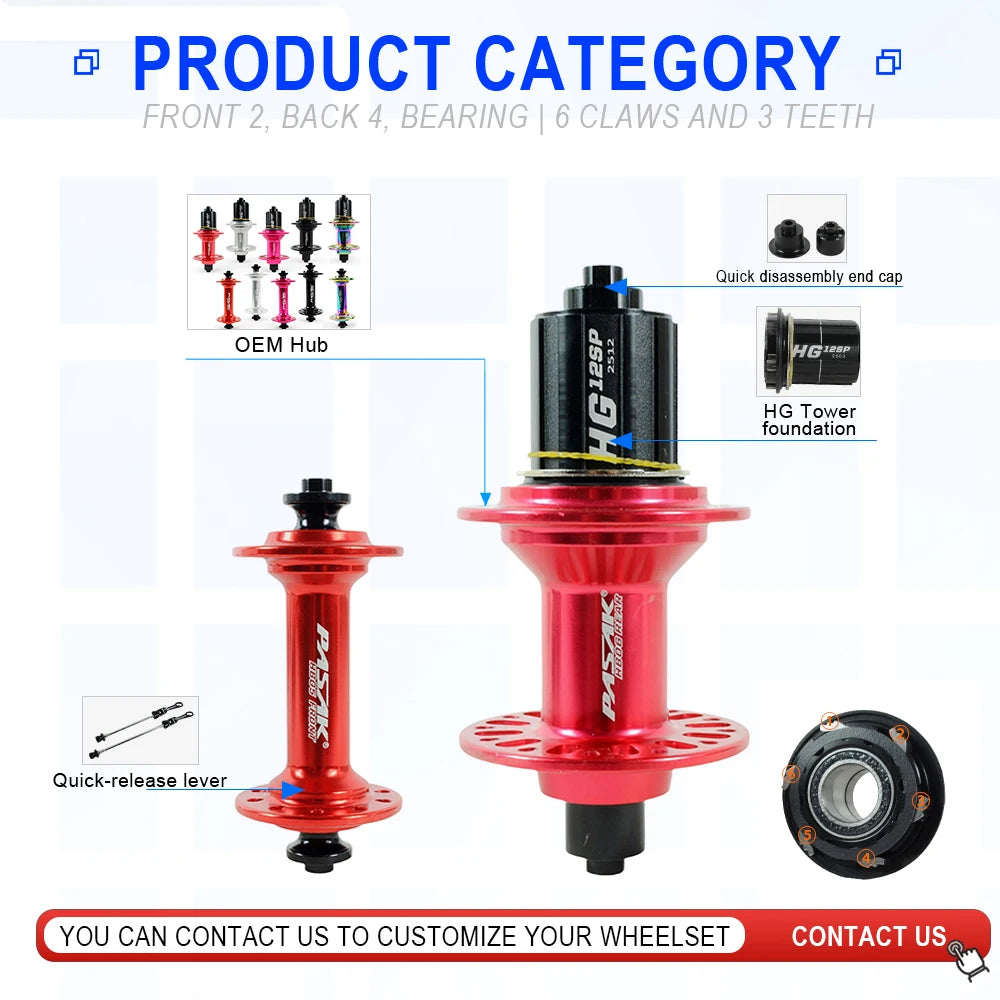 Road Bicycle Hub Front 20H Rear 24H Quick Release Folding Bike Hub Disc Front 2 Rear 4 Bearings for 8-9-10-11-12 Speeds V-brake