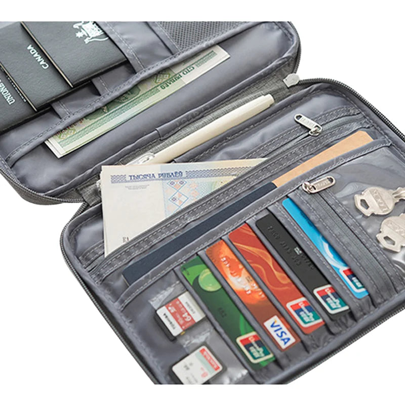 Portable Travel RFID Card Holder Passport Wallet Dustproof Zipper Family Passport Holder Multifunctional Waterproof Passport Bag