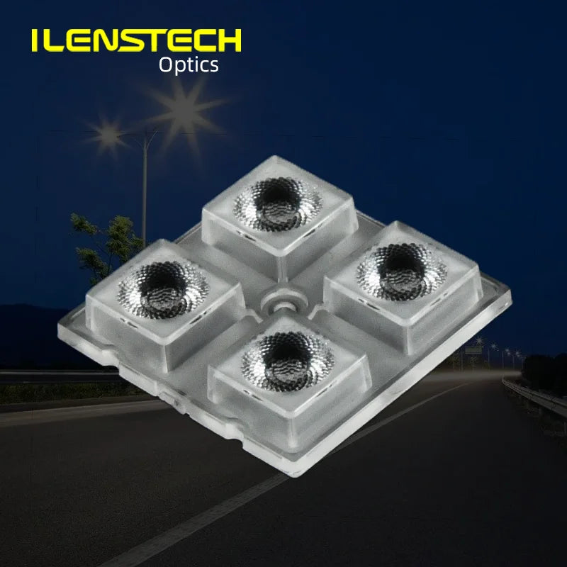 Ilenstech 2x2 Module Lens 25 Degree LED Lens Bead Surface for Street Lamp Road Lamp 4 in 1