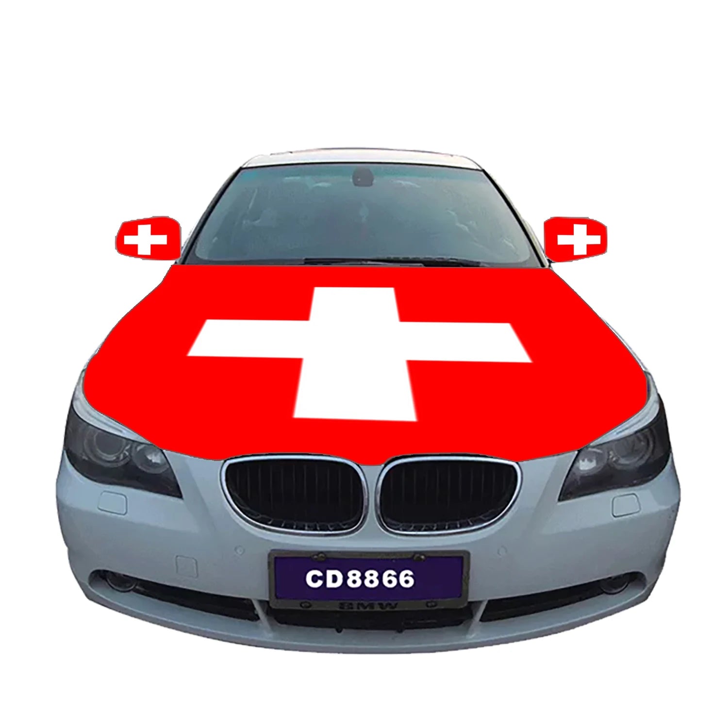 Factory Direct Sales Custom Size Engine Flags 115x150cm 100%Polyester Cover Rearview Mirror Custom Switzerland Car Hood Flag
