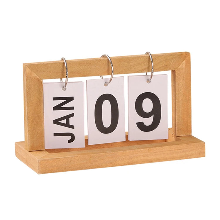 Wooden Page Turning Calendar Listing Creative Desk Calendar Wood Perpetual Calendar Modern Simple Study Office Desk Decoration