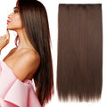 24\" Silky Straight Heat-Resistant Synthetic Fiber Clip-in Hair Extensions for Women 5 Clips Hairpiece