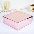 Hot Sale Silver Acrylic Pink Cake Box Stand Mirror Finish Display Box Pedestal Riser with Hollow Bottom Acrylic Display Case