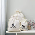 Thin Organic Cotton Drawstring Pouch Personalized Soft Muslin Bag Double String Garment Dust Cover Logo Included