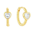 YILUN Romantic Gold Plated Heart Hoop Earrings 925 Sterling Silver CZ Stone Chic Hoop Design Earrings Jewelry for Women