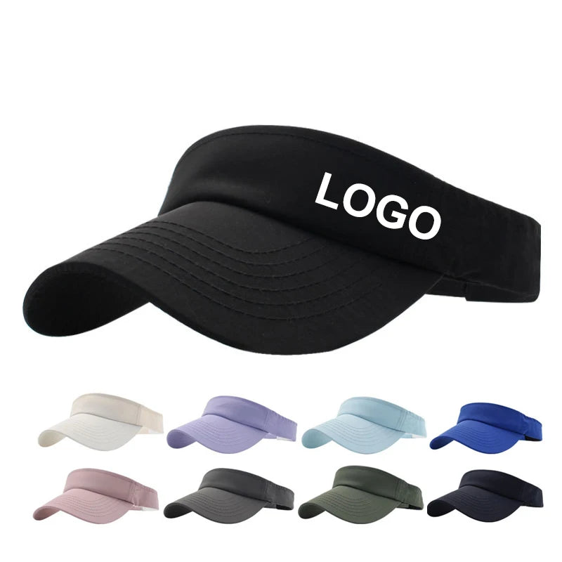 Blank Custom Embroidered Logo Nylon Adjustable Closure Curved Bill Summer Outdoor Sports Cycling Daily Sun Protection Visor Hat