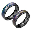 Trendy Change Color Ring Hot Sale for Couple Engagement Use King and Queen Ring Stainless Steel Couple Rings for New Year Gift