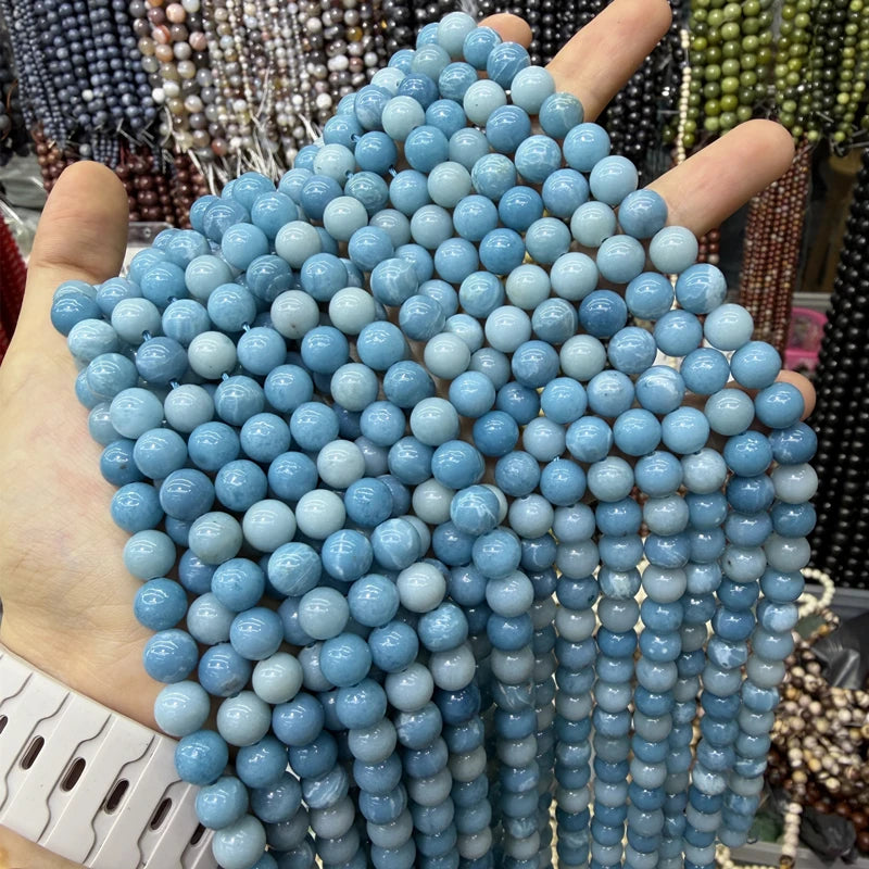 Wholesale Natural Stone Beads Blue Sky Stone Blue Larimar Color Enhanced Healing Power Loose Gemstone Beads for Jewelry Making MegaBDM
