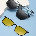 2024 Newest 2 in 1 Clip on Sunglasses Metal Square Clip on Sunglasses for Men Women