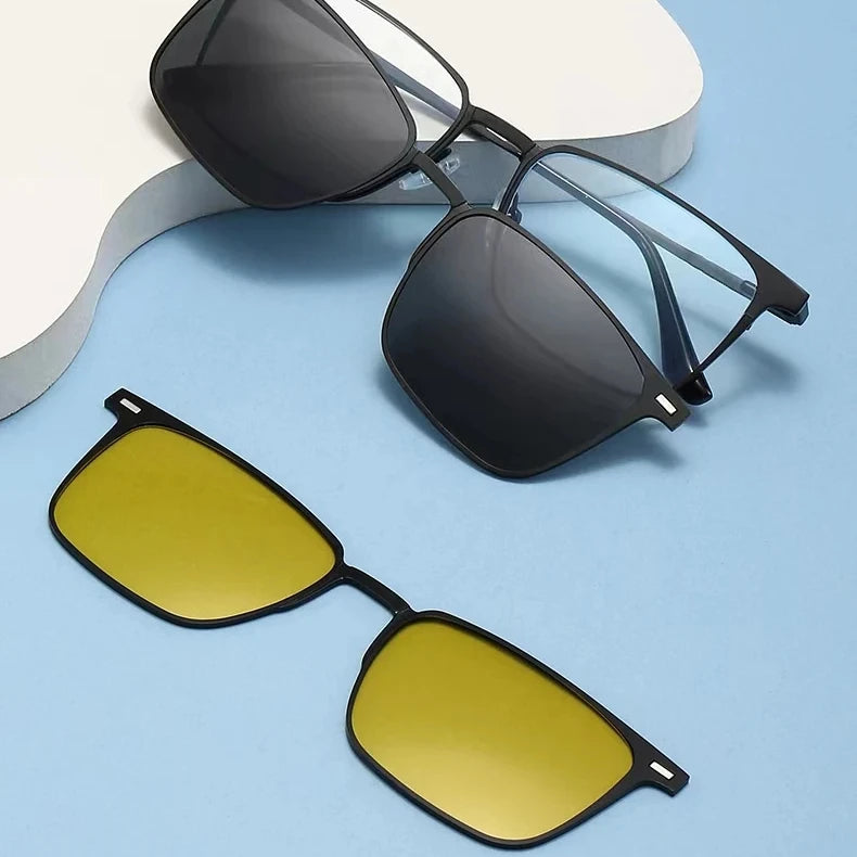 2024 Newest 2 in 1 Clip on Sunglasses Metal Square Clip on Sunglasses for Men Women
