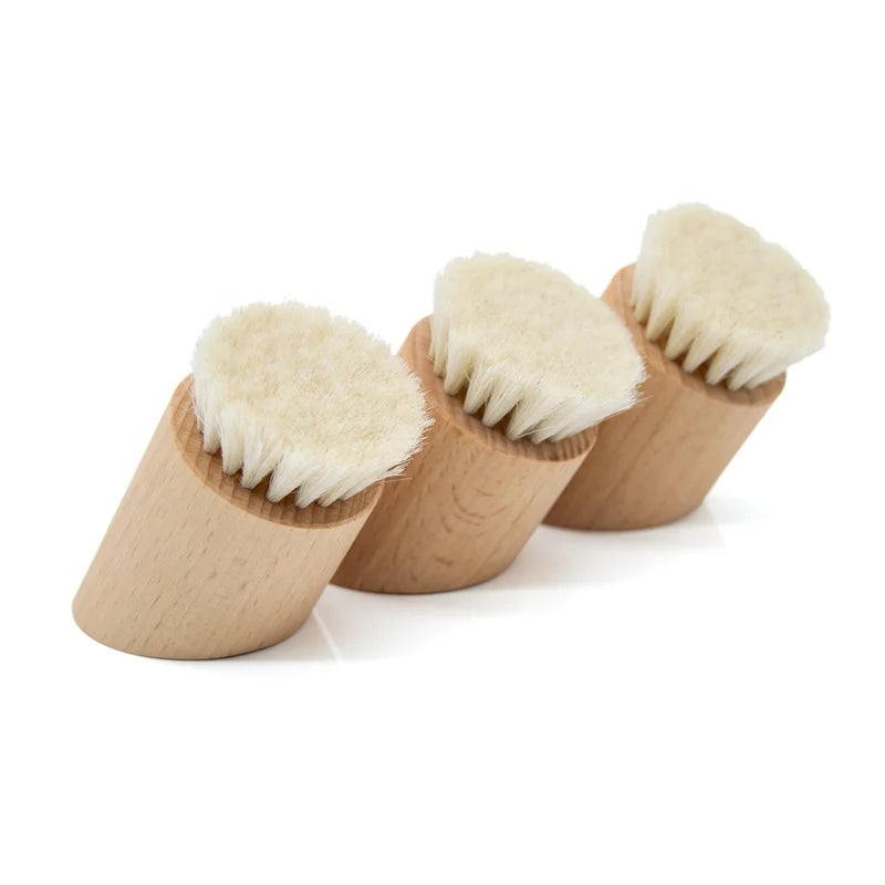 Wholesale Soft Cleaning Skin Goat Bristle Natural Wooden Handle Face Cleaning Brush Custom Logo Facial Cleaning Brushes