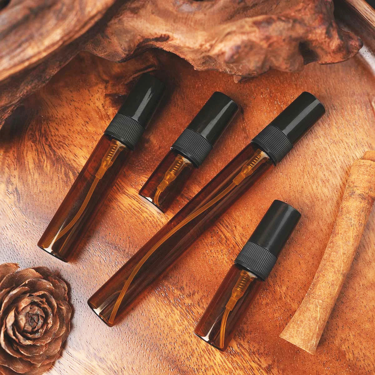 2024 Ready Stock Tube Glass Bottle 2ml 3ml 5ml 10ml Amber Color Perfume Glass Bottle With Plastic Cap