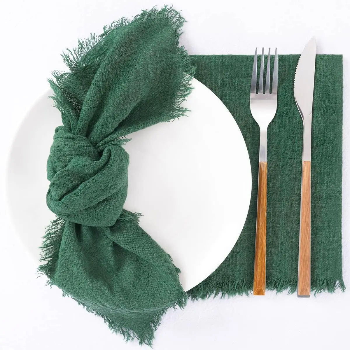 Handmade 100% Cotton Eco-friendly Modern Reusable Wedding Cloth Napkins Emerald Green 42x42cm Customizable Logo